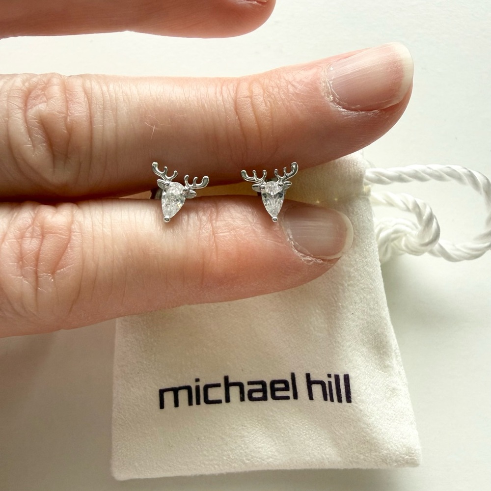 Michael Hill Silver Reindeer Deer Earrings
